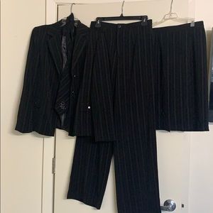 Carrer Suit 4 Pieces Pants Jacket Skirt Tie Black